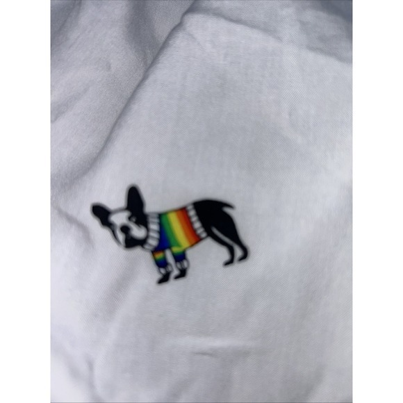 Jane + Delancey Bulldog‎ Shirt White W/ French Bulldogs Large Rayon - Picture 1 of 5